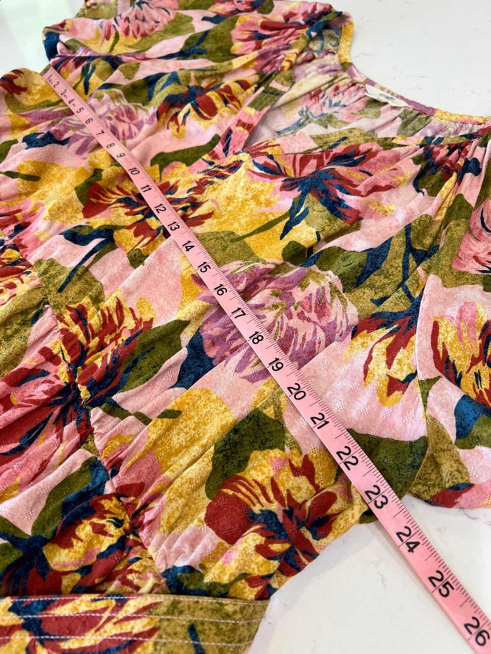 Terra & Sky Floral Puff Sleeve Midi Dress 3X Belted V Neck - Picture 8 of 11